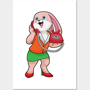 Bunny as Secretary with Phone Posters and Art